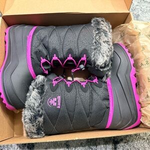 Kamik Black and Pink Snow Boots